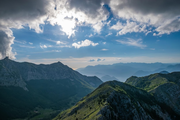 The tower of mobile communication is located on a high mountain