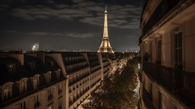 tower at night with a view of the city