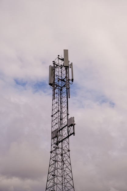 Tower with 5G and 4G cellular network antenna