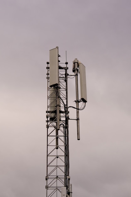 Photo tower with 5g and 4g cellular network antenna