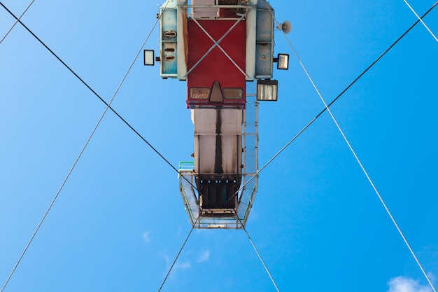 A tower with an arrow of a marine floating crane Bottom view