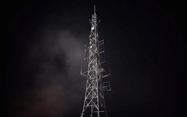 A tower with a light on it and the word radio on it