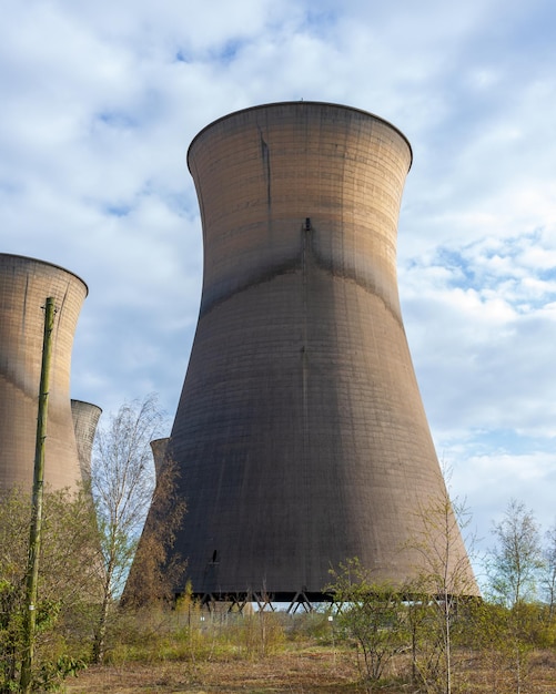 A towering cooling towers from a power station