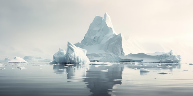 Towering iceberg looms over a serene sea basking in sunlight