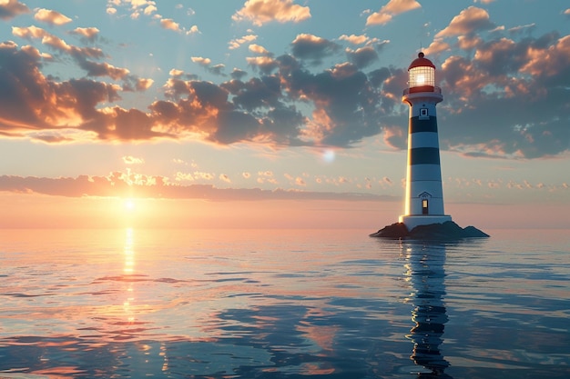 Photo towering lighthouse guiding ships to safety