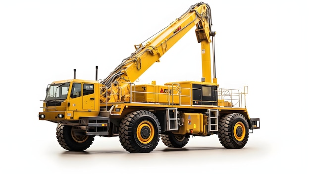 Photo towering mobile crane against a white backdrop