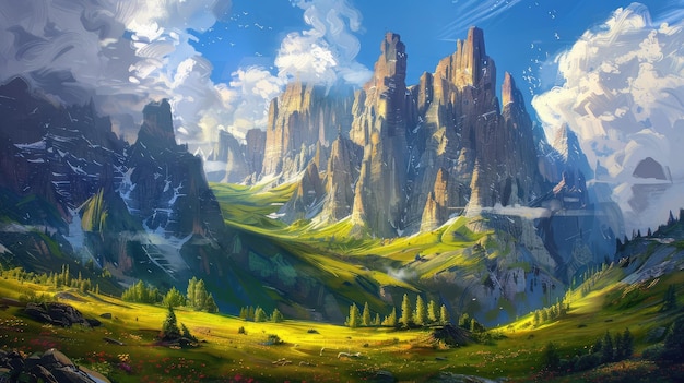 towering mountains standing in majestic splendor