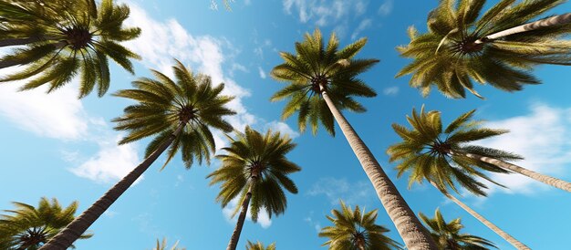 towering palm trees looking up at the Miami sky