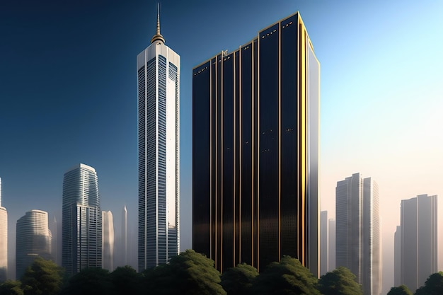 A towering skyscraper