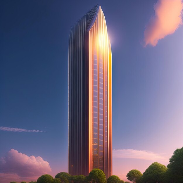 A towering skyscraper