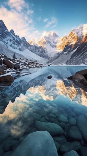 towering snowcapped mountains