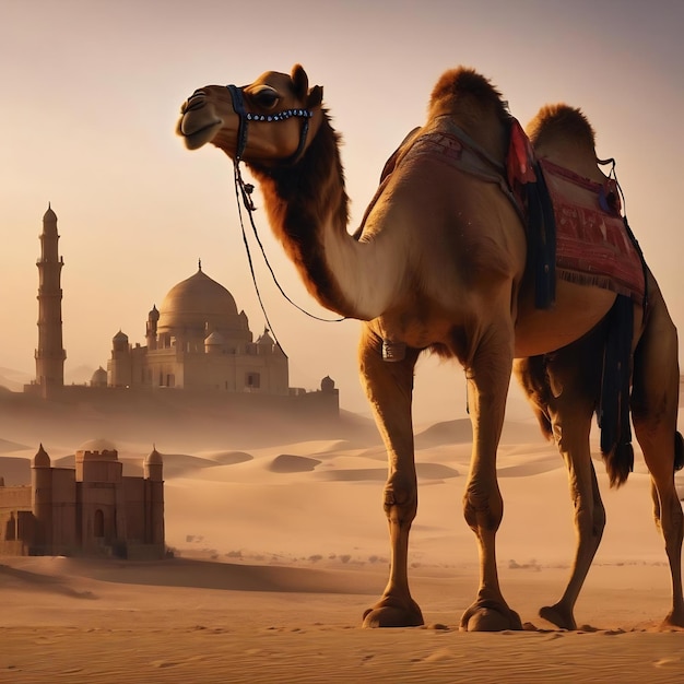 Towers and camel with stars