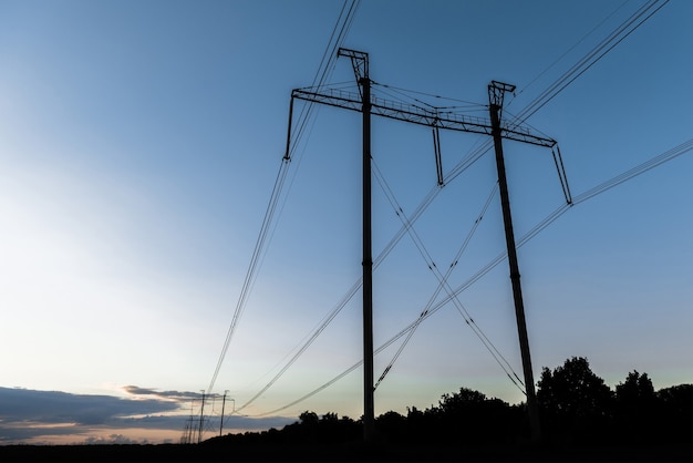 Towers for power transmission lines high voltage