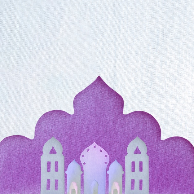 Towers on purple background