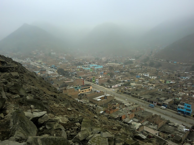 The town of Collique in the north of Lima the capital of Peru from the top of a mountain