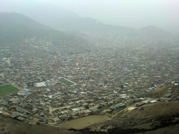 The town of Collique in the north of Lima the capital of Peru from the top of a mountain