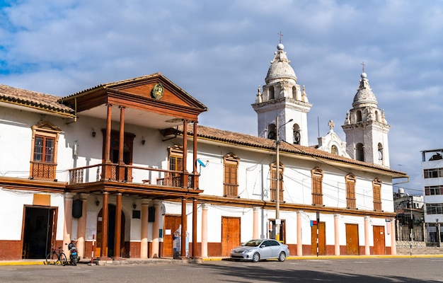 Town hall and church in jauja peru
