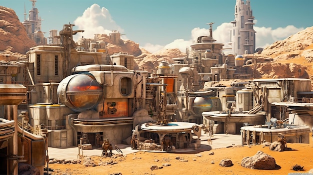 Town on planet mars Generative AI