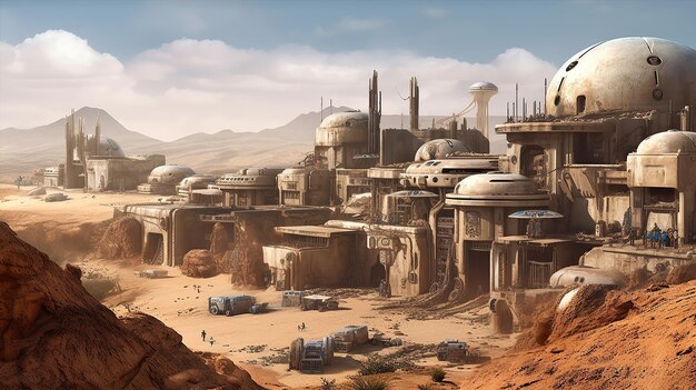 Town on planet mars Generative AI