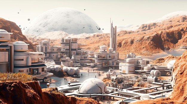 Town on planet mars Generative AI