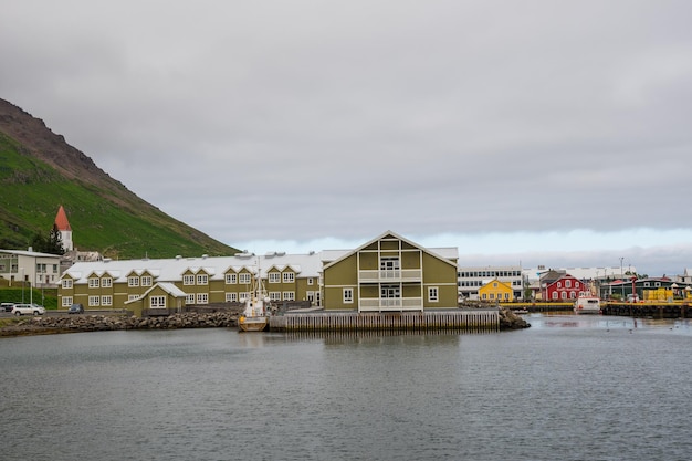 Town of Siglufjordur in Nordic Iceland