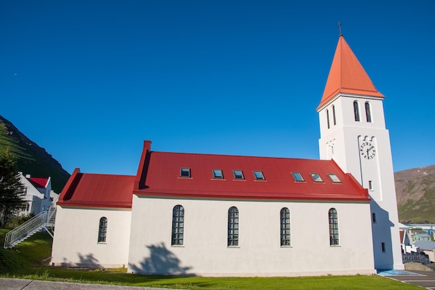 Town of Siglufjordur in North Iceland