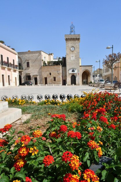 Photo the town square of uggiano a medieval village in the puglia ialy