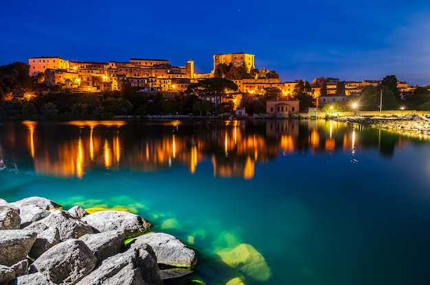 Townscape of Capodimonte, ancient village on a promontory on the Bolsena Lake, Lazio, Italy