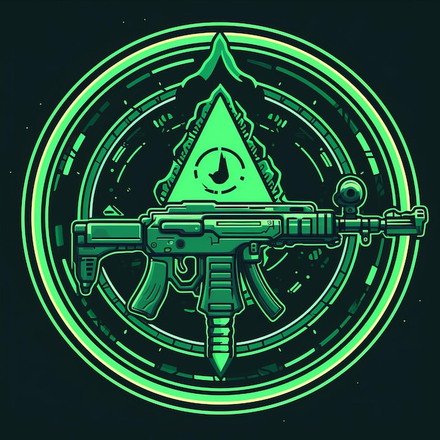 The Toxic Glow An 8Bit AK 47 Contour Illuminated by a Poisonous Logo