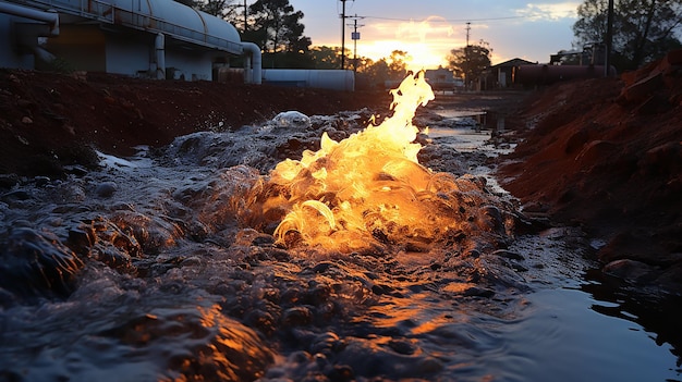 Фото Токсичные сточные воды, сбрасываемые из канализационной трубы на