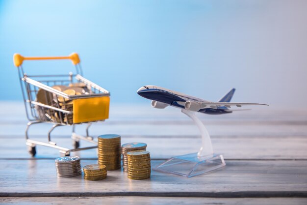 Toy airplane with coins