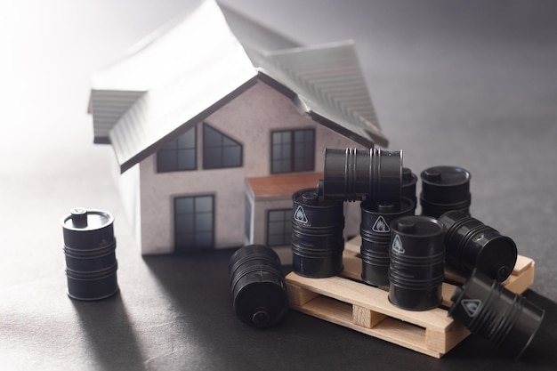 toy barrels and house mockup.