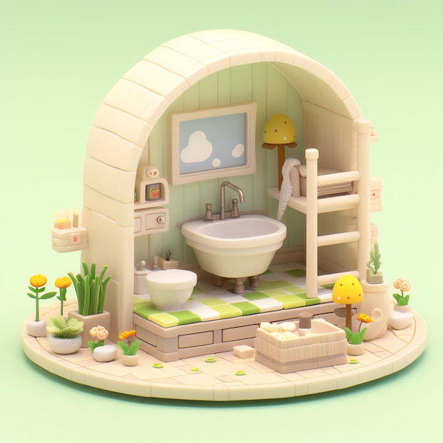 Photo a toy bathroom with a bed and sink