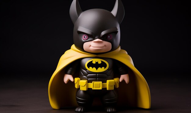 Photo a toy of batman with a yellow cape on the front