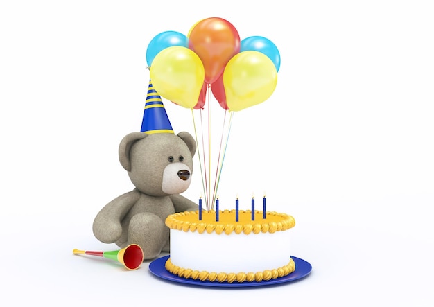 Toy Bear Celebrating its Birthday