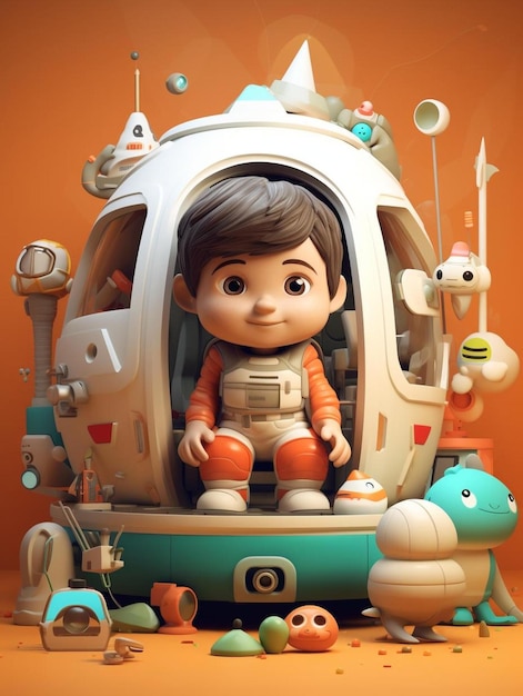 Foto un giocattolo di un ragazzo in un aereo con un giocattolo sulla parte anteriore