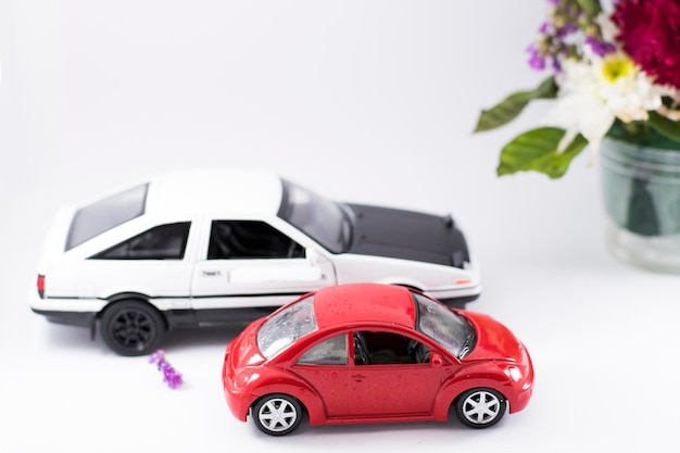 Photo toy car against white background