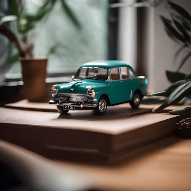 Foto l'auto giocattolo sulla scrivania e' un ufficio.