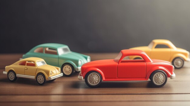 a toy car is next to a toy car with other toy cars