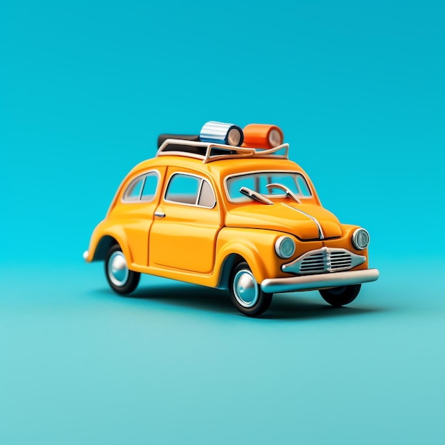 Toy car isolated on blue background