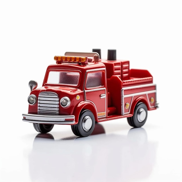 Toy Car mini brandweerwagen geïsoleerd met witte achtergrond Generatieve AI