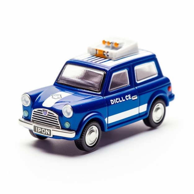 Мини-полицейская машина Toy Car на белом фоне Генеративный AI