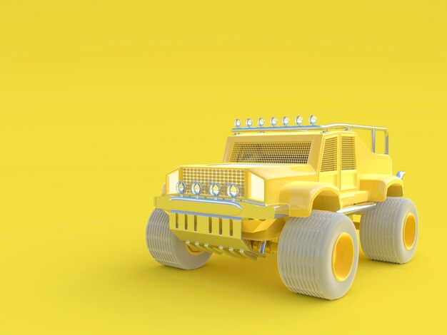 Foto colore giallo del camioncino della macchina del giocattolo
