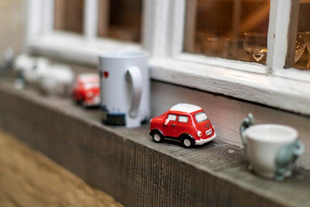 Photo toy car on table