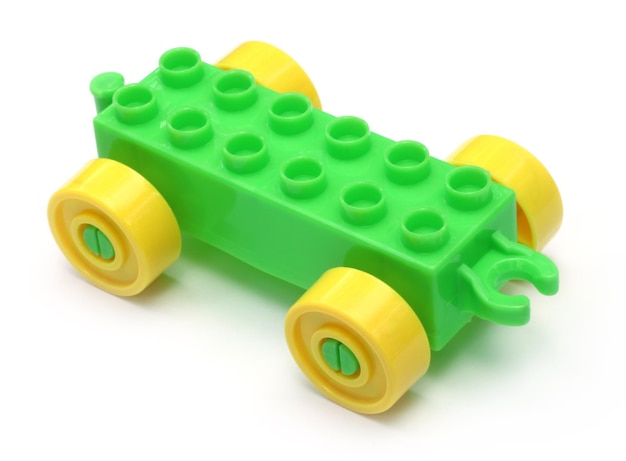 Toy car over white background