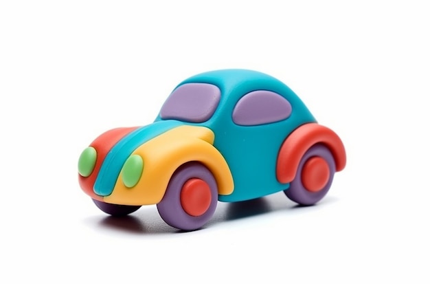 A toy car with a blue and red front.