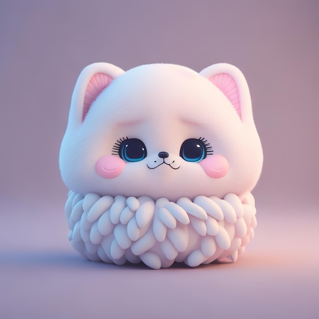 A toy cat with a fluffy fur on its head