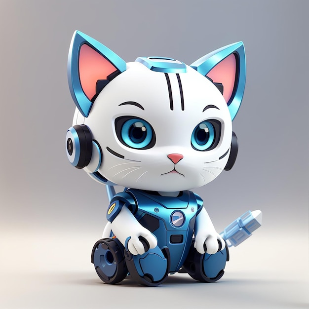 a toy cat with headphones on and a pair of headphones