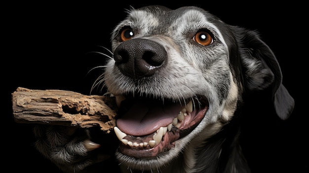 Photo toy dog chewing bone