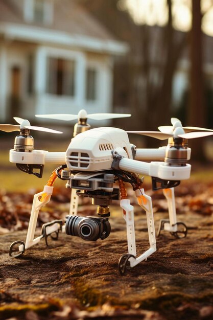 Photo a toy drone with a remote control on the bottom